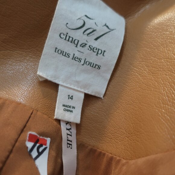 Womens 5a7 Cinq A Sept "Kylie" Brown Vegan Leather Blazer/Jacket 14 - Picture 7 of 9
